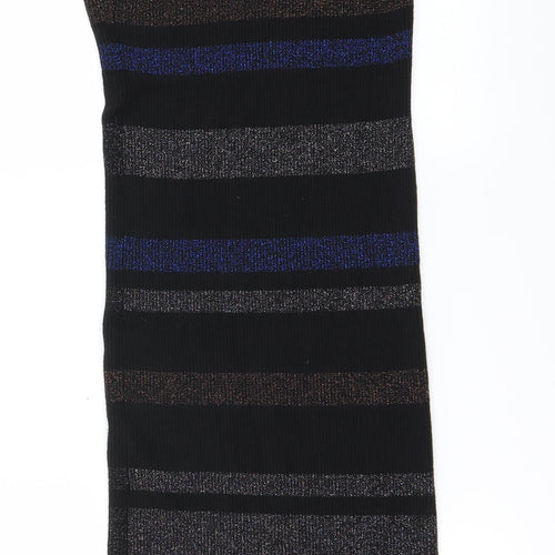 Preworn Womens Black Striped  Bodycon  Size M