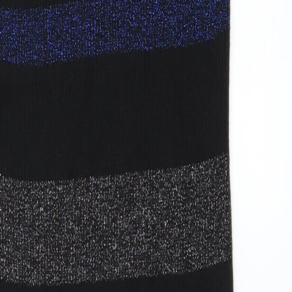 Preworn Womens Black Striped  Bodycon  Size M