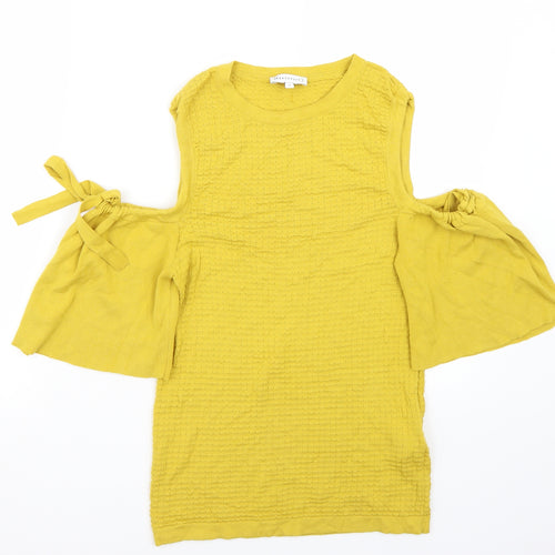 Warehouse Womens Yellow   Basic T-Shirt Size 10