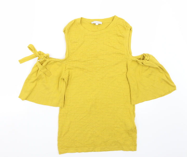 Warehouse Womens Yellow   Basic T-Shirt Size 10