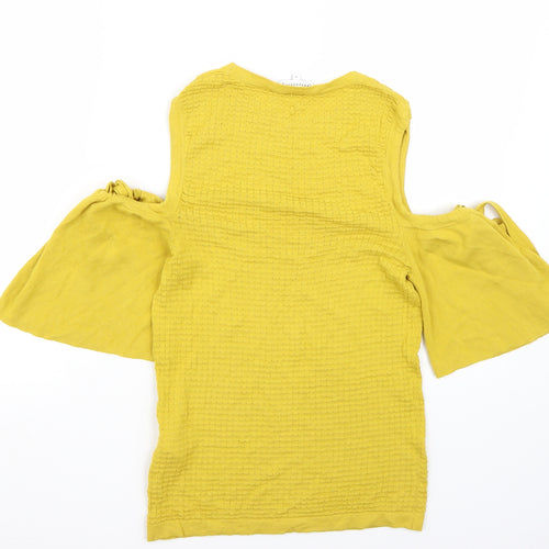 Warehouse Womens Yellow   Basic T-Shirt Size 10