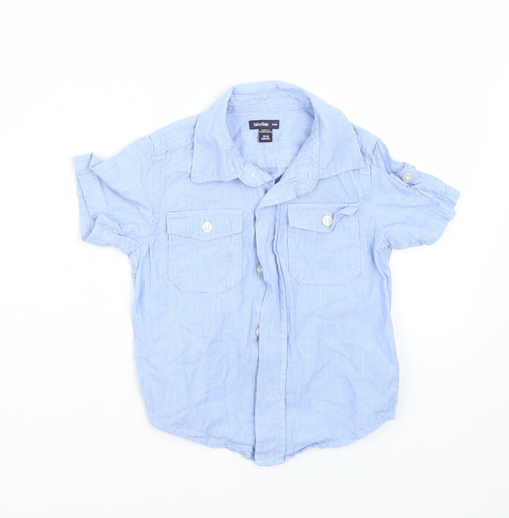 Gap Baby Blue Rayon Basic Button-Up Size 12-18 Months