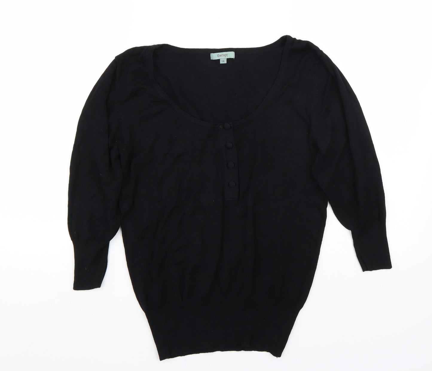 Therapy Womens Black   Basic T-Shirt Size 16