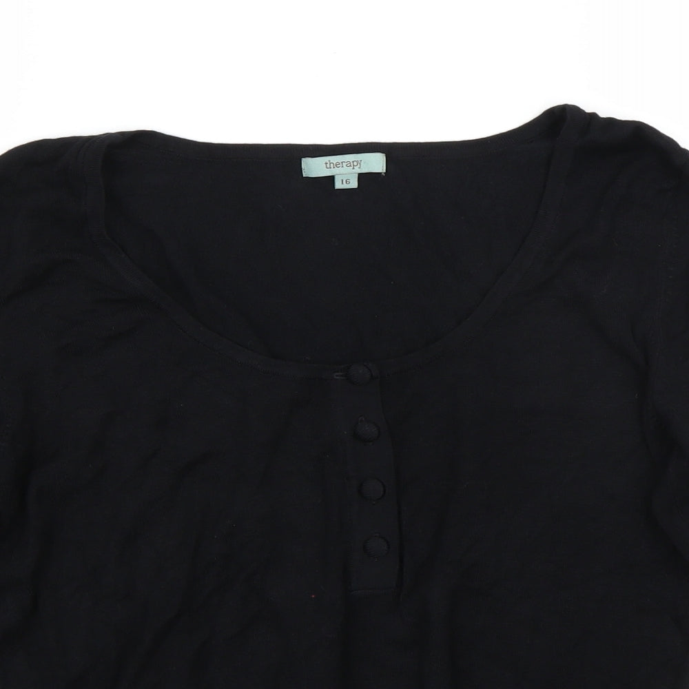 Therapy Womens Black   Basic T-Shirt Size 16