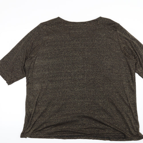 Preworn Womens Gold Striped  Basic Blouse Size 26