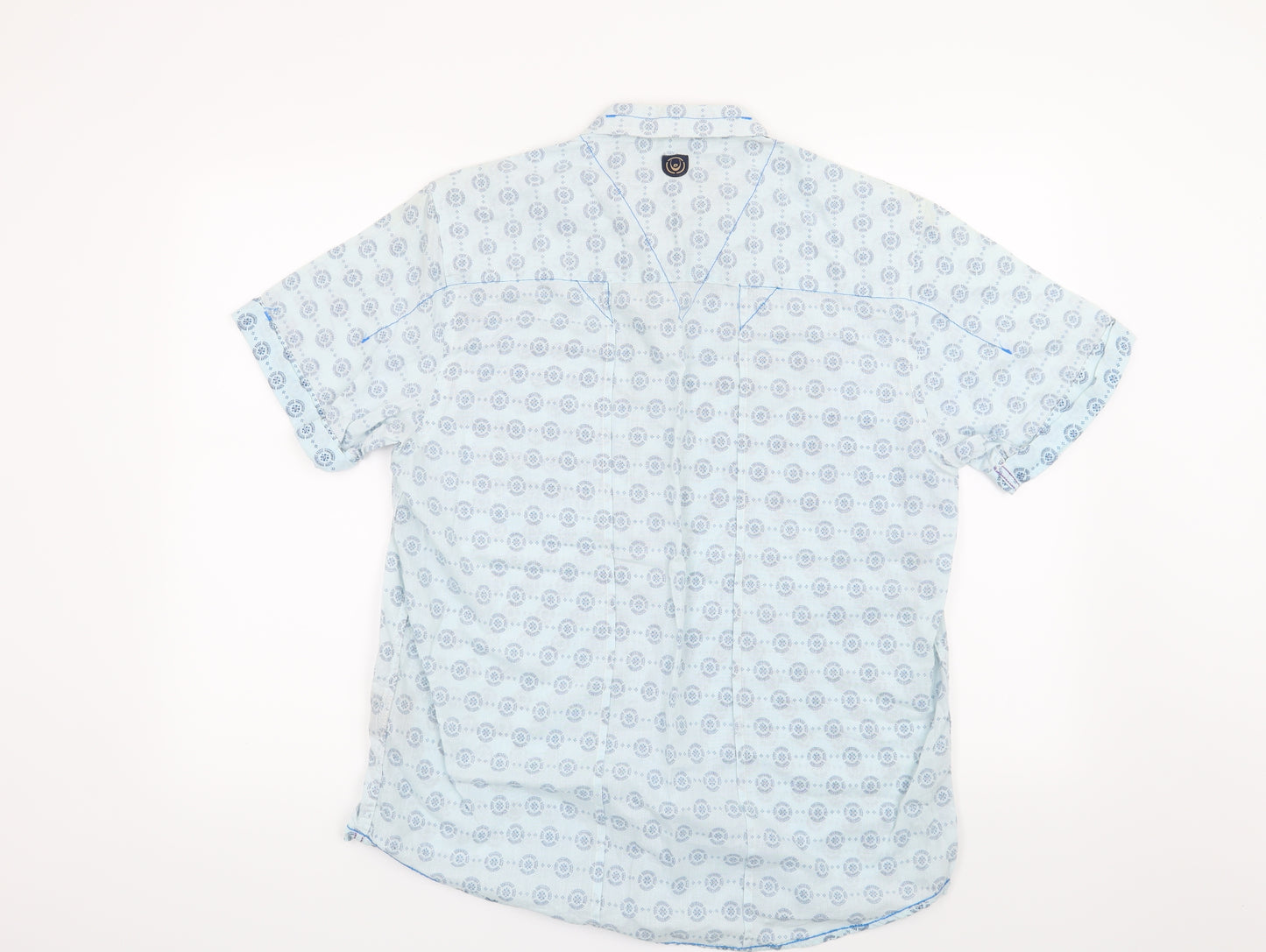 Duck and Cover Mens Blue Geometric   Button-Up Size L