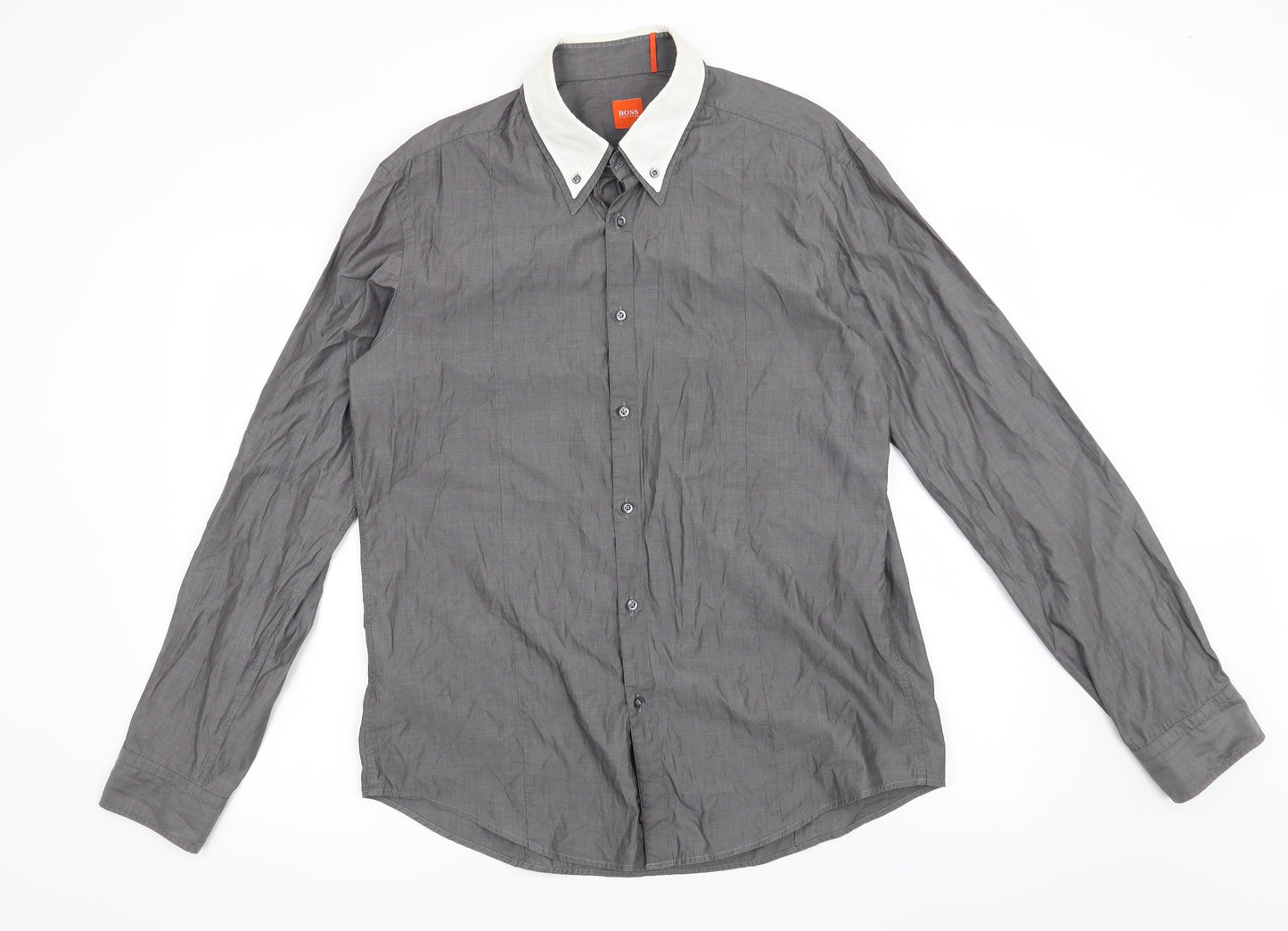 HUGO BOSS Mens Grey    Button-Up Size XL