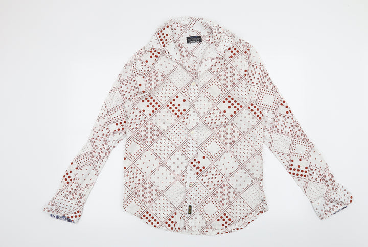 Preworn Mens White Geometric Button-Up Size M