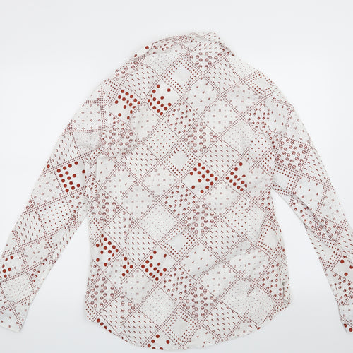 Preworn Mens White Geometric   Button-Up Size M