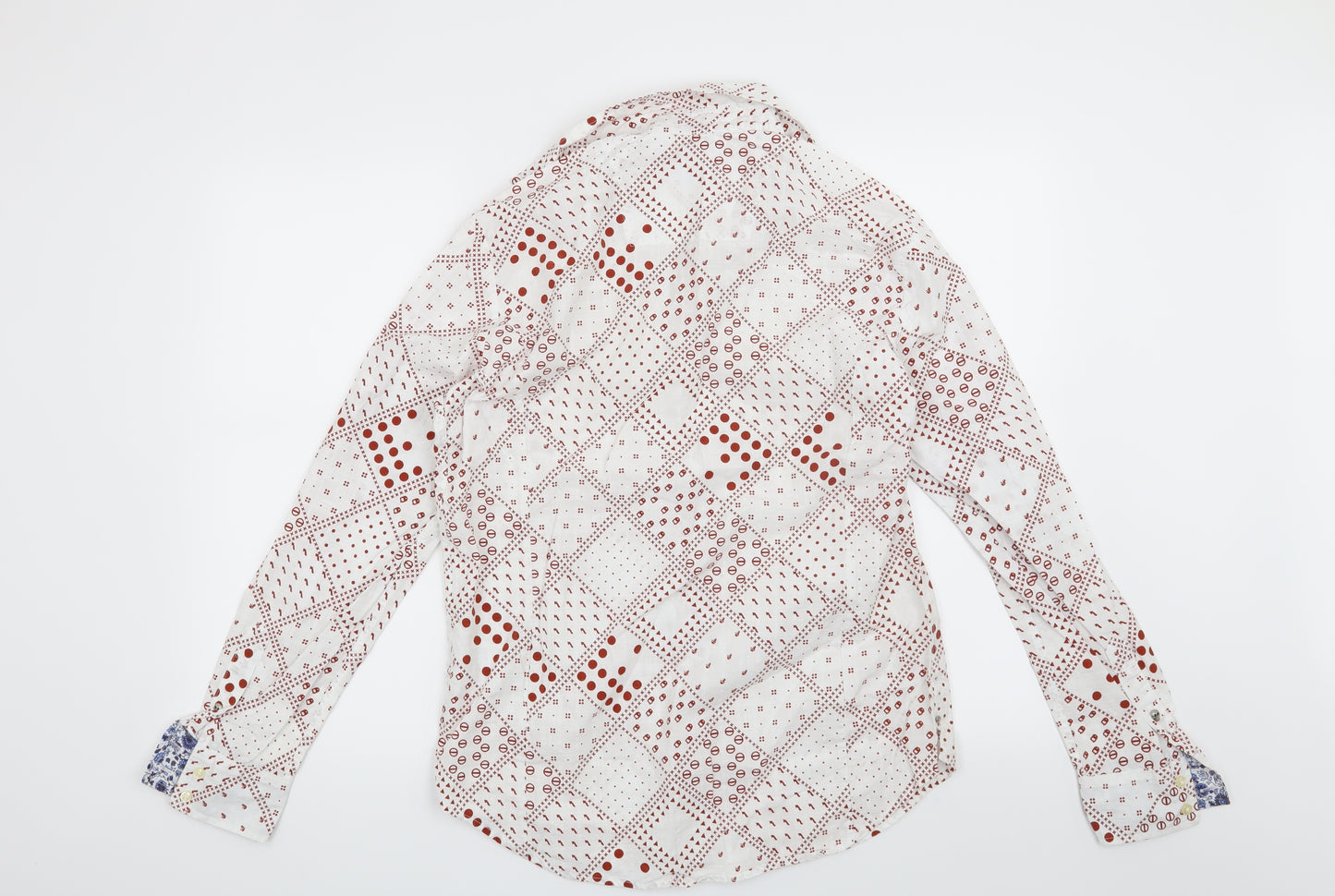 Preworn Mens White Geometric   Button-Up Size M
