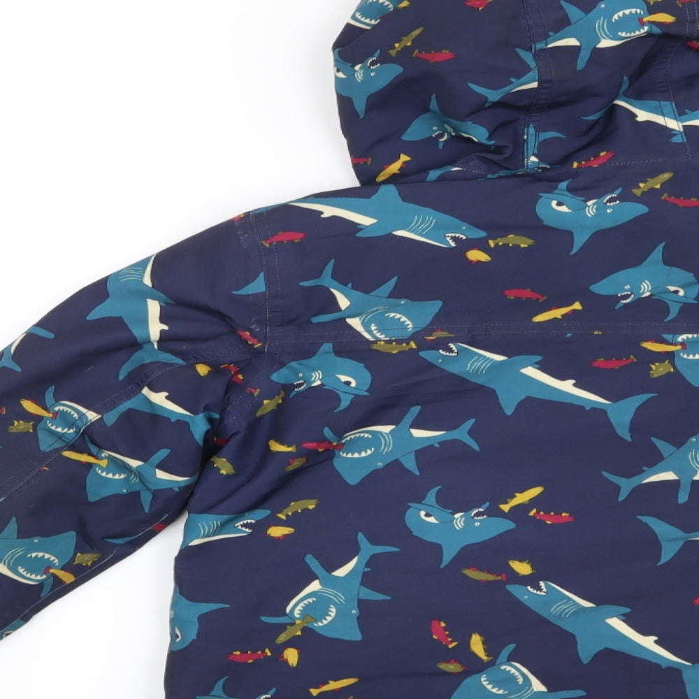 Joules Boys Blue   Overcoat Coat Size 7 Years  - Sharks
