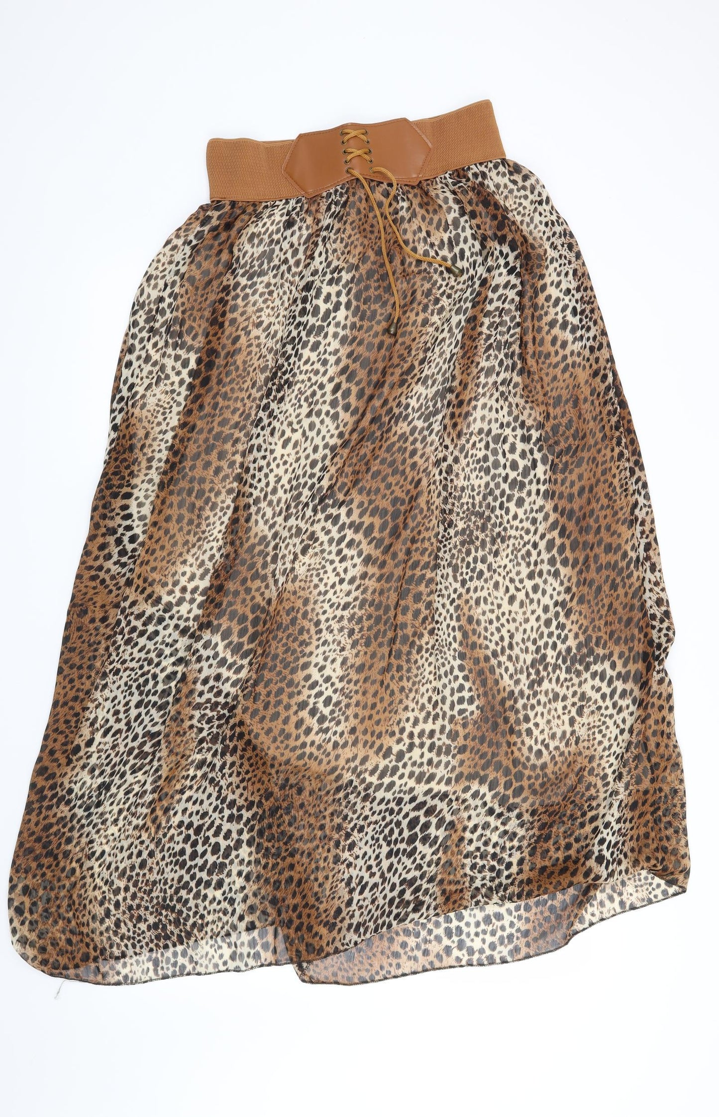 Preworn Womens Brown Animal Print  A-Line Skirt Size 32 in