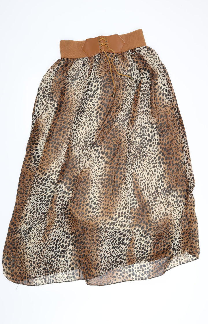 Preworn Womens Brown Animal Print  A-Line Skirt Size 32 in