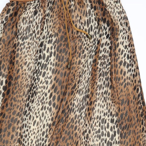 Preworn Womens Brown Animal Print  A-Line Skirt Size 32 in