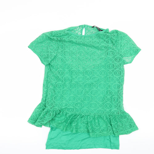 Dunnes Womens Green Geometric  Basic Blouse Size 10