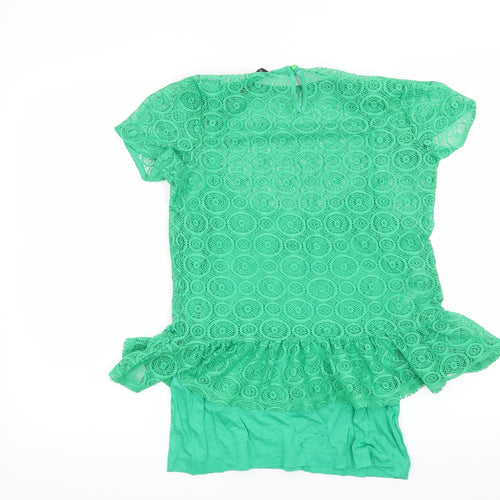 Dunnes Womens Green Geometric  Basic Blouse Size 10