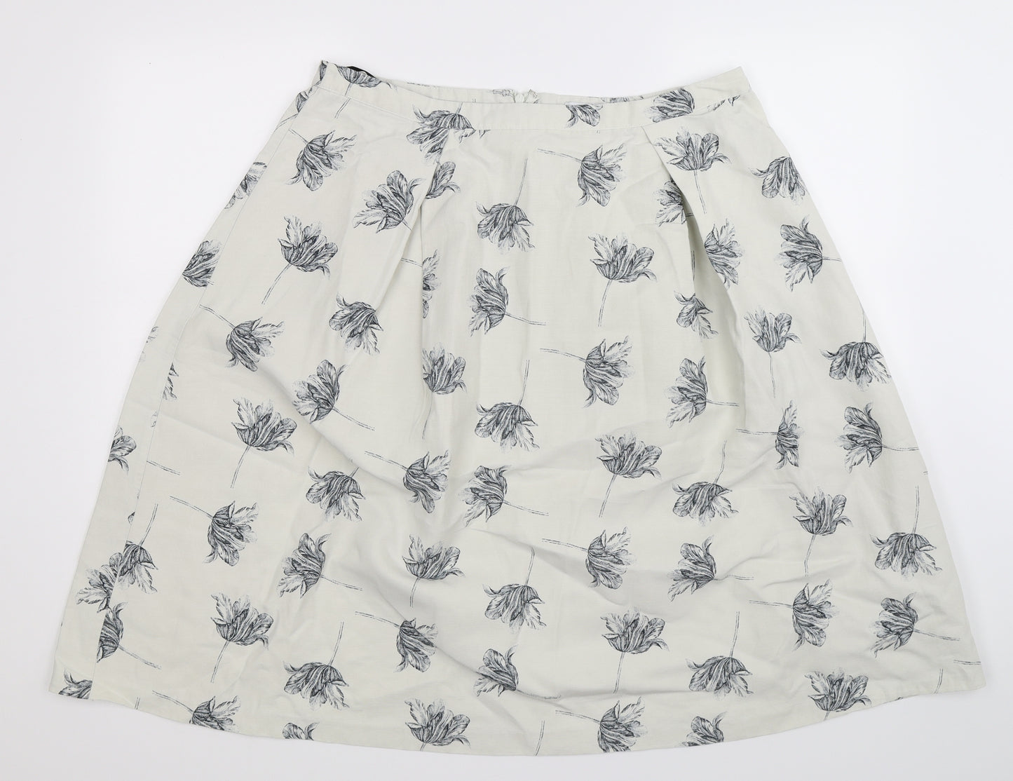 Warehouse Womens White Floral  Pleated Skirt Size 18