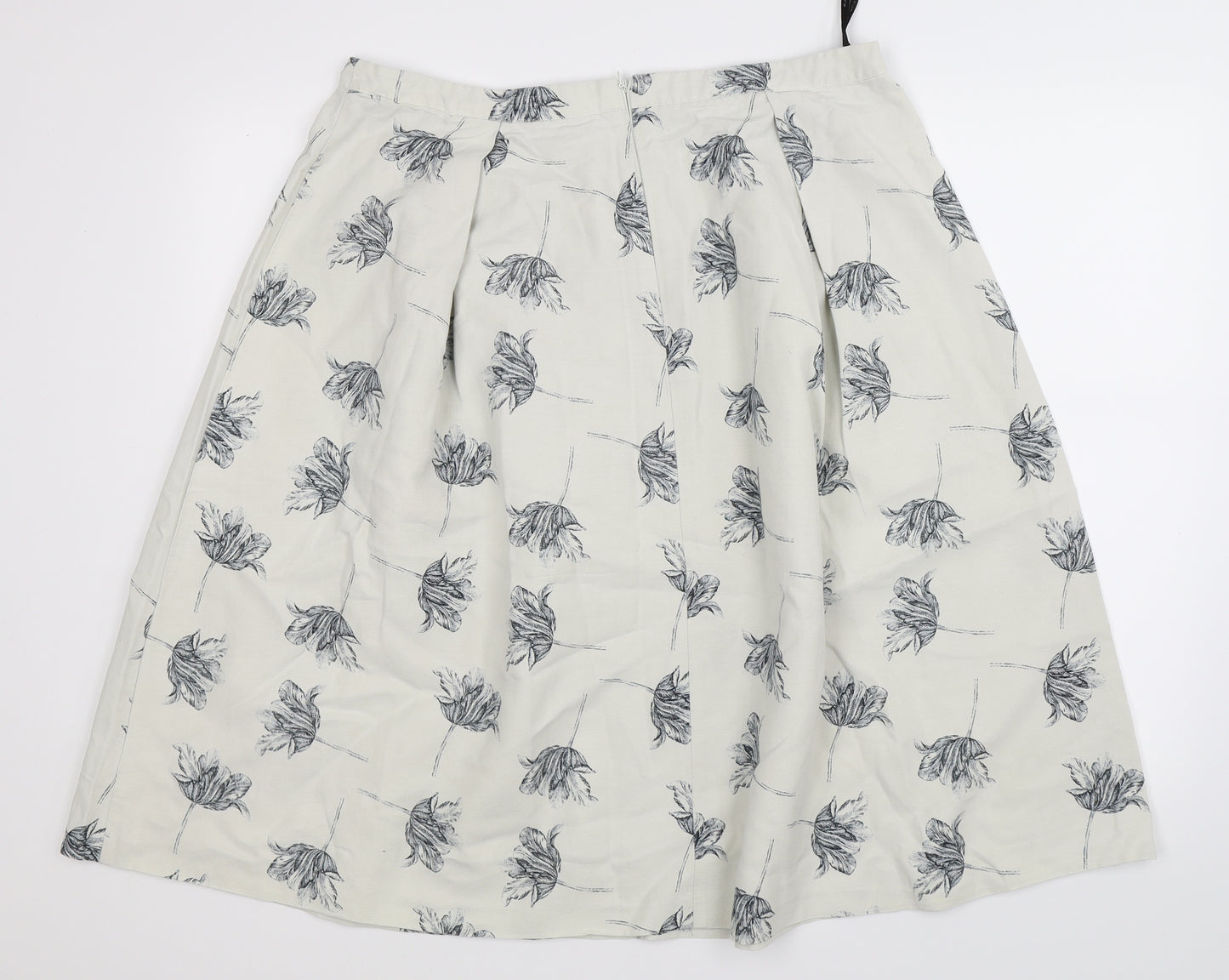 Warehouse Womens White Floral  Pleated Skirt Size 18