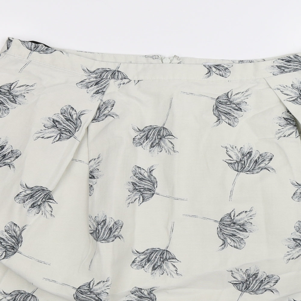 Warehouse Womens White Floral  Pleated Skirt Size 18