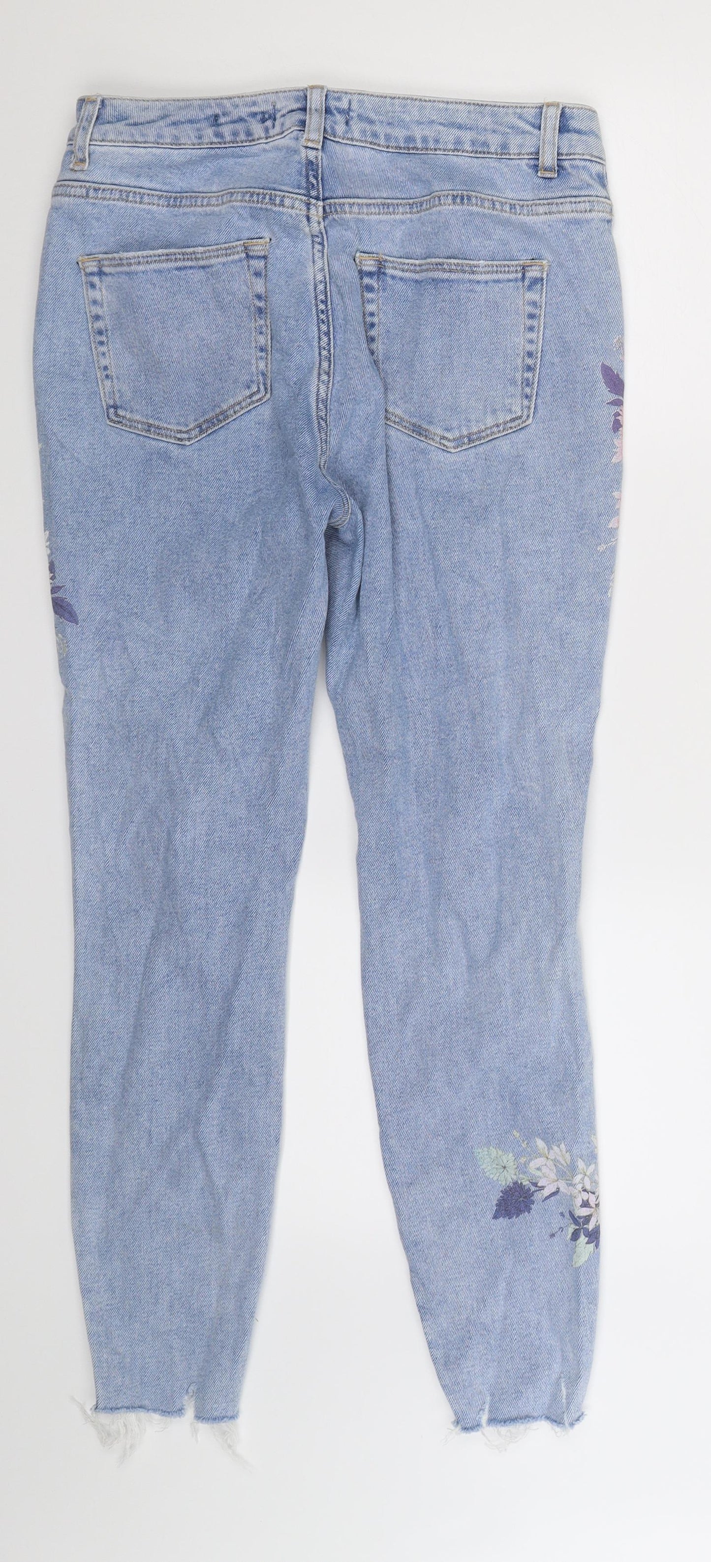 New Look Womens Blue Floral Denim Skinny Jeans Size 12 L27 in