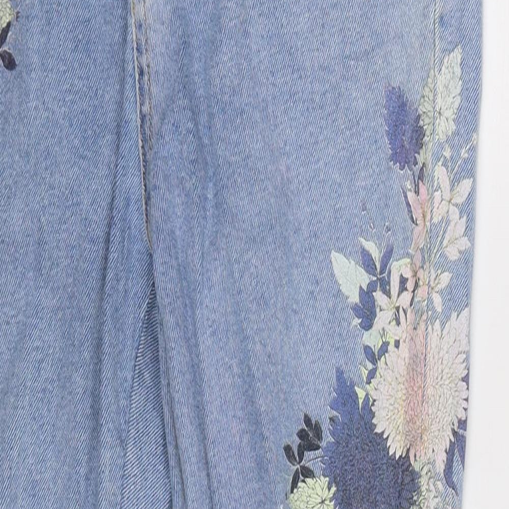 New Look Womens Blue Floral Denim Skinny Jeans Size 12 L27 in