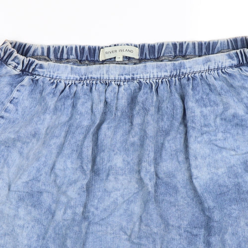 River Island Womens Blue  Denim A-Line Skirt Size 14