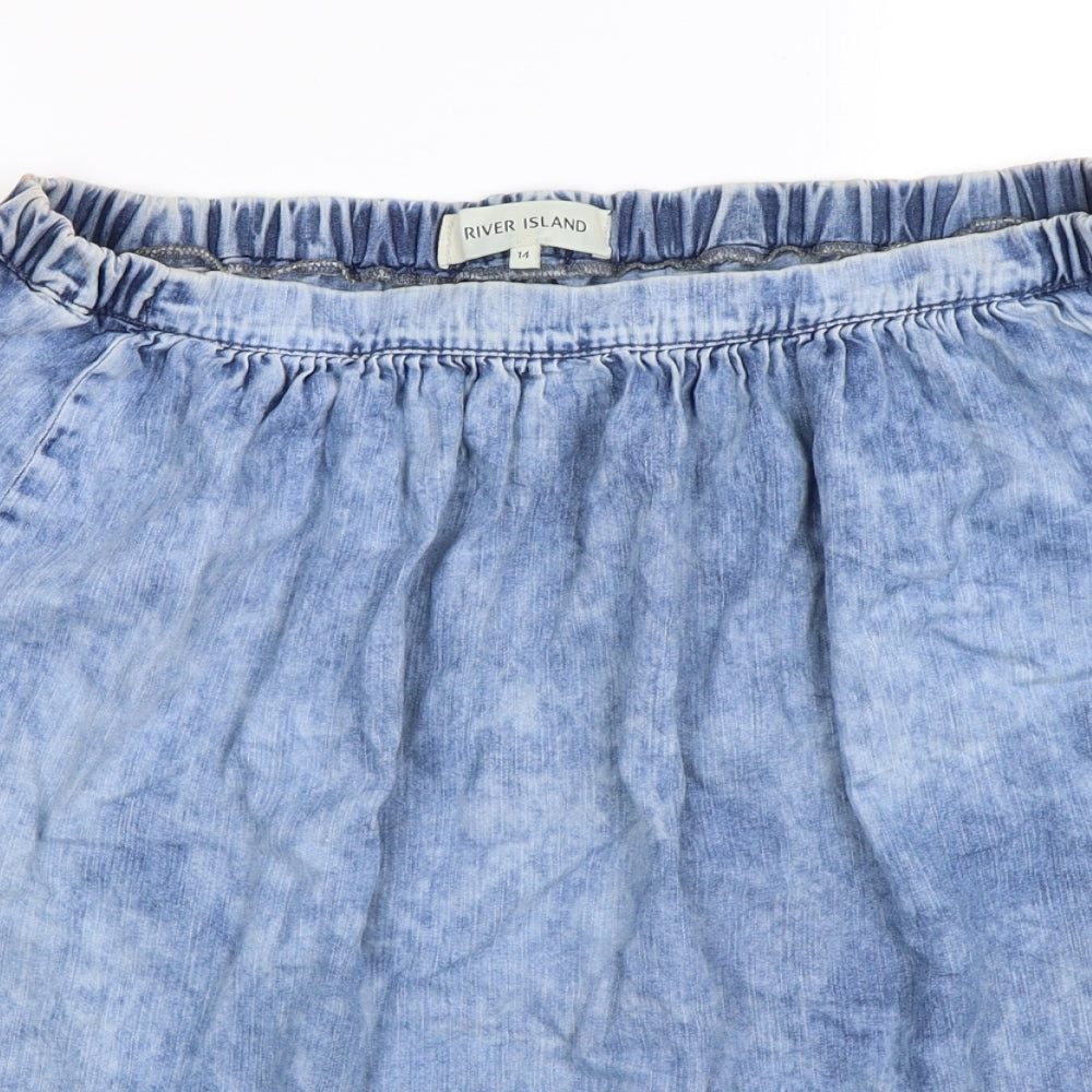 River Island Womens Blue  Denim A-Line Skirt Size 14