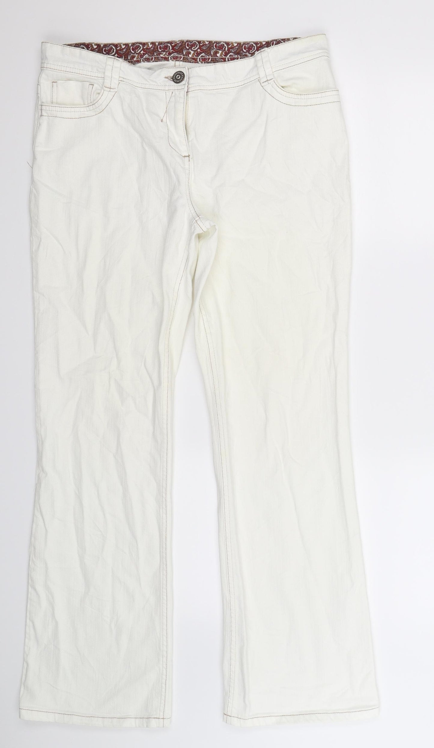 NEXT Womens White  Denim Bootcut Jeans Size 14 L30 in