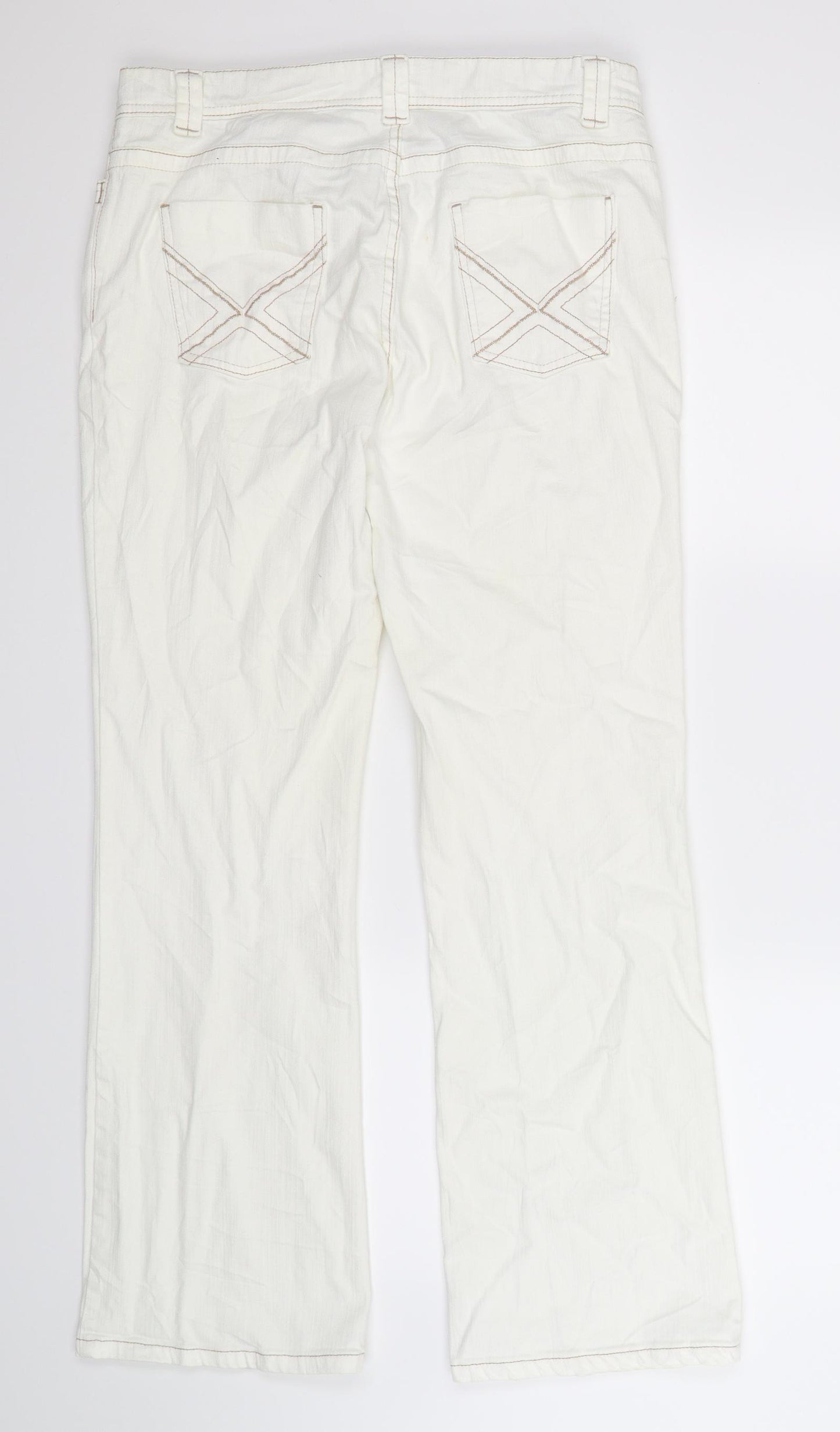NEXT Womens White  Denim Bootcut Jeans Size 14 L30 in
