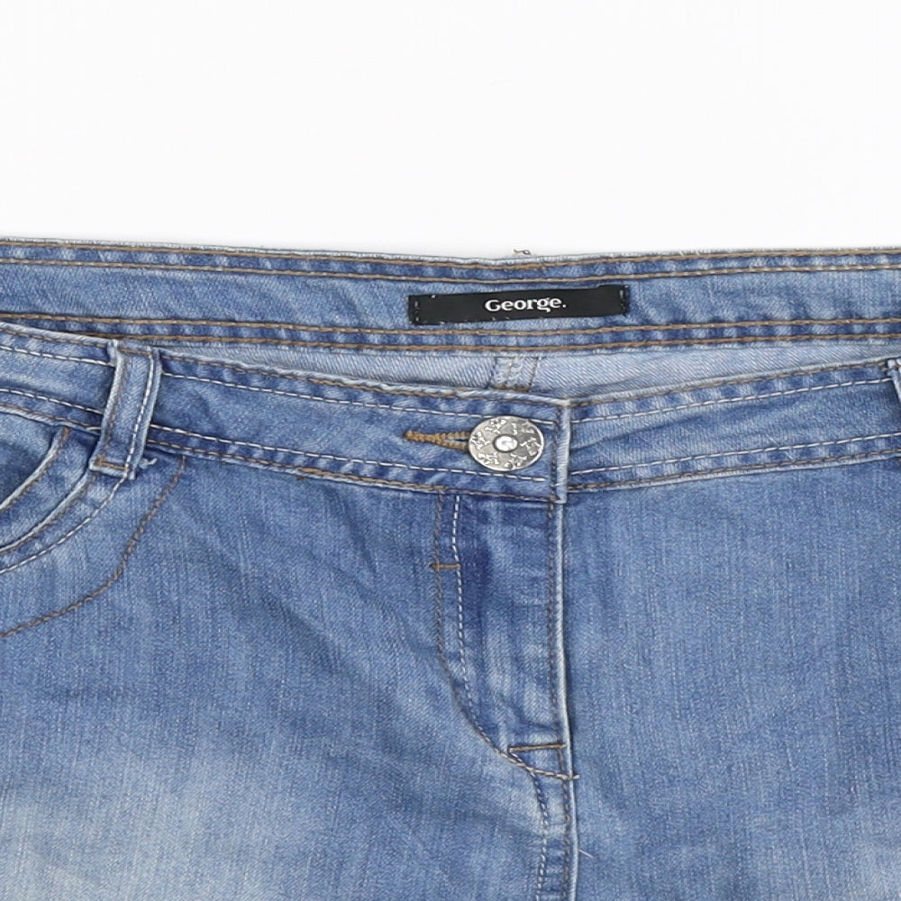 George Womens Blue  Denim Hot Pants Shorts Size 16