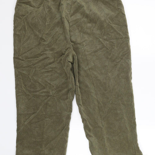 FSR Womens Green Floral Corduroy Cropped Trousers Size 34 in L23 in