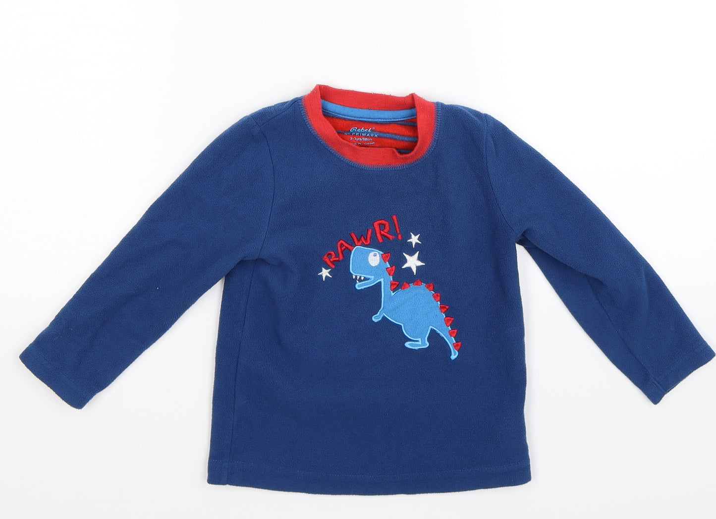 Primark Boys Blue Solid Fleece  Pyjama Top Size 2-3 Years