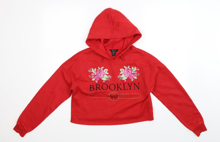 New Look Girls Red   Pullover Hoodie Size 12-13 Years  - Cropped