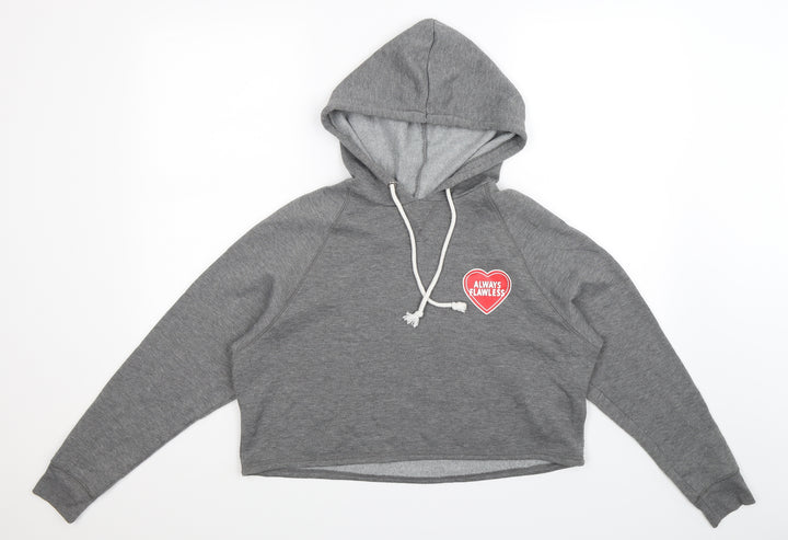 H&M Womens Grey Pullover Hoodie Size M - Cropped