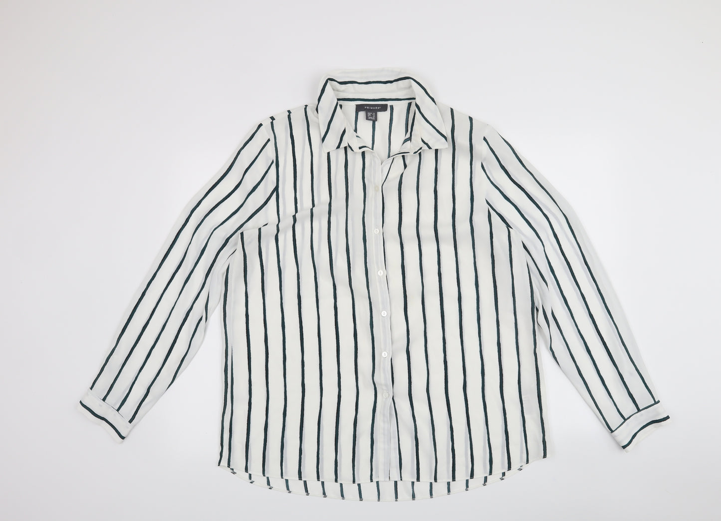 Primark Womens White Striped  Basic Blouse Size 16