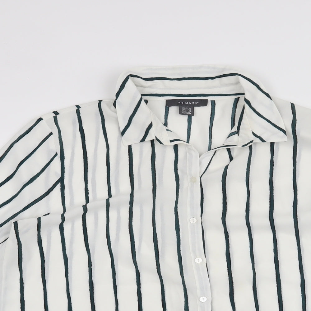 Primark Womens White Striped  Basic Blouse Size 16
