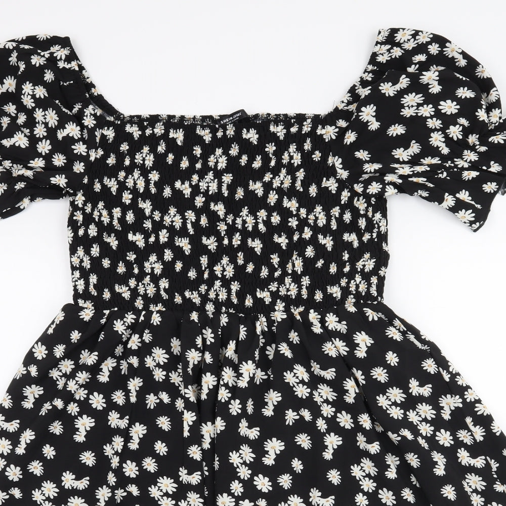 SHEIN Curve Womens Black Floral  A-Line  Size XL