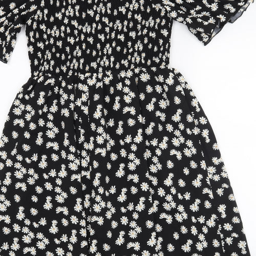 SHEIN Curve Womens Black Floral  A-Line  Size XL