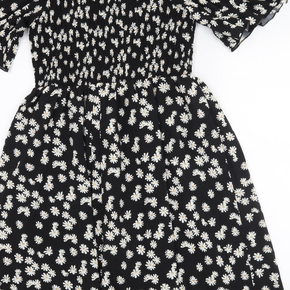 SHEIN Curve Womens Black Floral  A-Line  Size XL