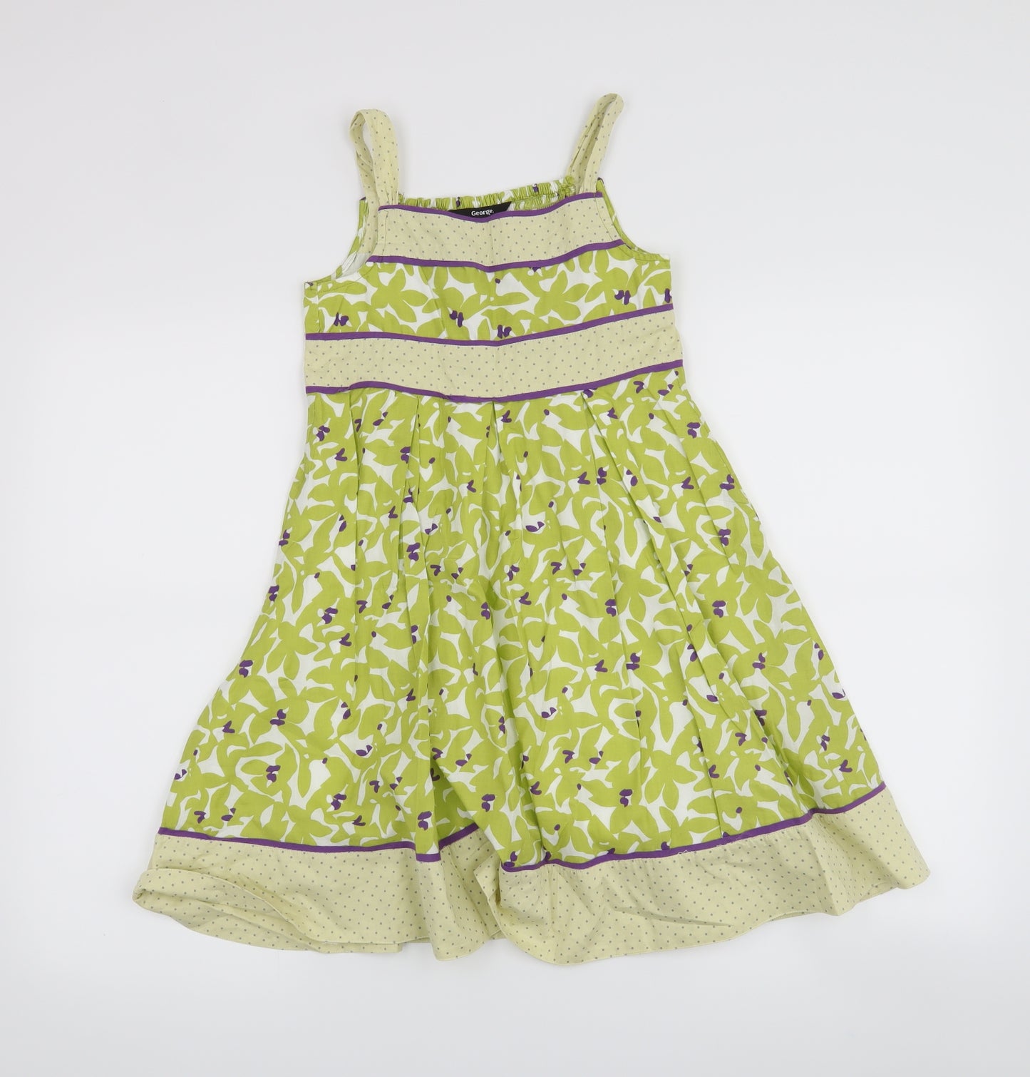 George Girls Green Floral  A-Line  Size 8-9 Years