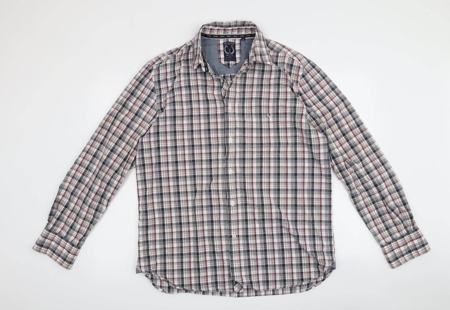 Maine Mens Red Check   Button-Up Size M