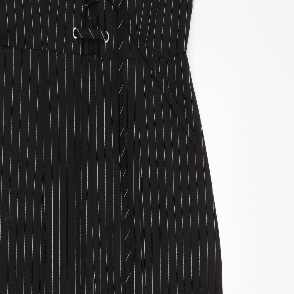 PRETTYLITTLETHING Womens Black Striped  Jumpsuit One-Piece Size 10
