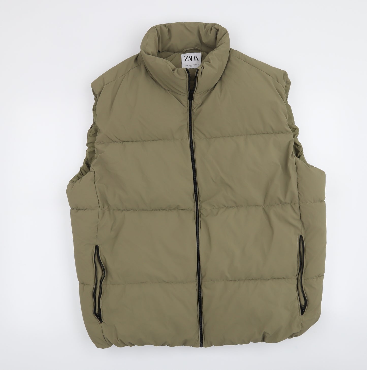 Zara Womens Green   Puffer Jacket Waistcoat Size XL
