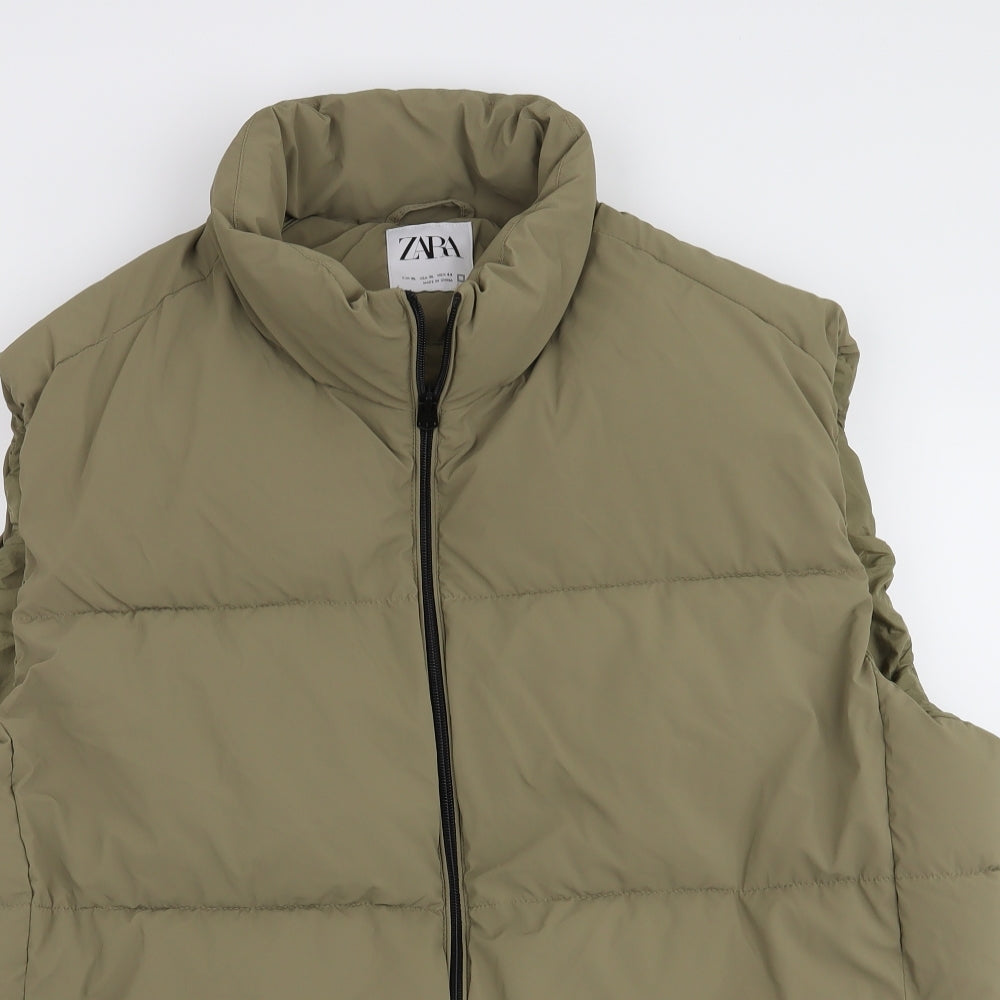 Zara Womens Green   Puffer Jacket Waistcoat Size XL