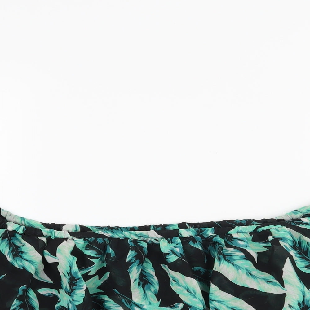Boohoo Womens Black Floral  Cropped Tank Size L