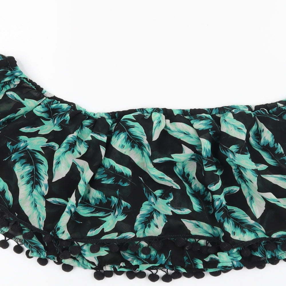 Boohoo Womens Black Floral  Cropped Tank Size L