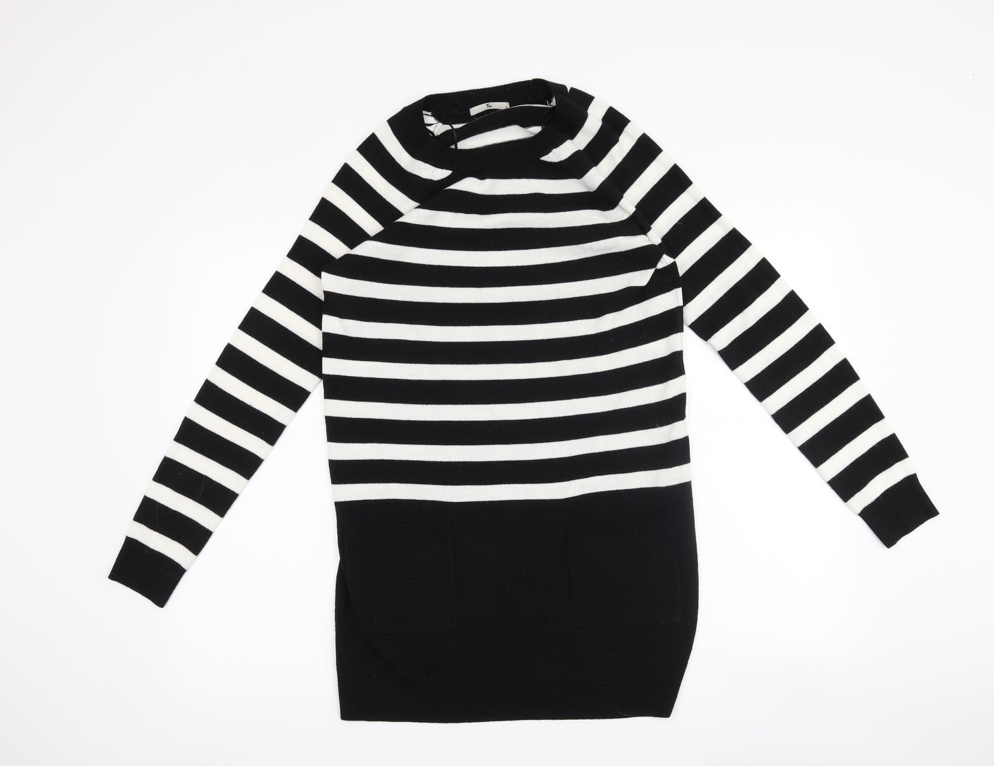 TU Womens Black Striped  Jumper Dress  Size 8