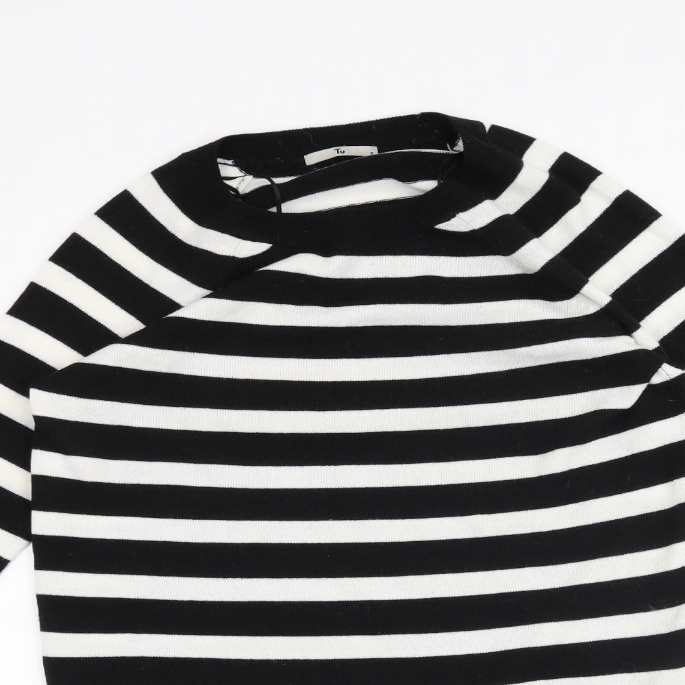 TU Womens Black Striped  Jumper Dress  Size 8