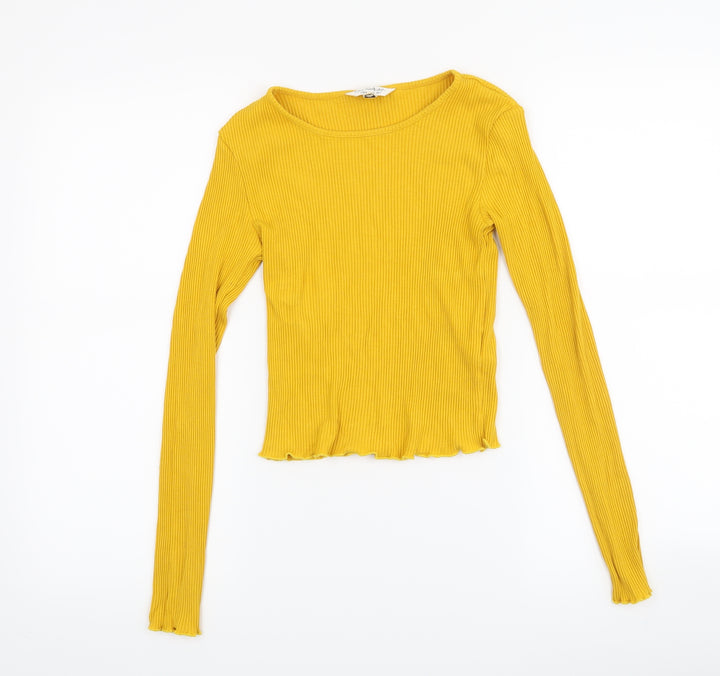 Topshop Womens Yellow   Cropped Blouse Size 8