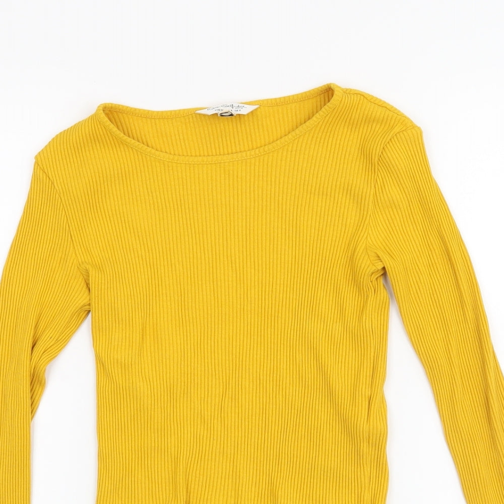 Topshop Womens Yellow   Cropped Blouse Size 8